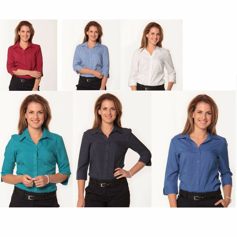 Ladies Womens Cooldry 3/4 Sleeve Business Work Dress Red Blue White Casual Shirt