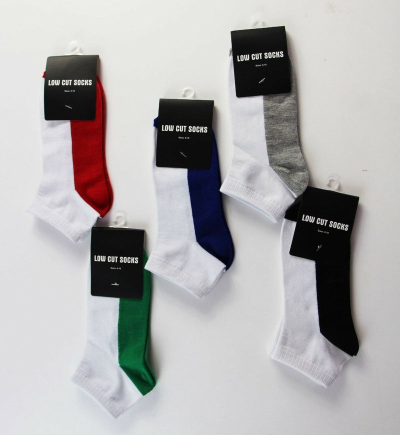 18/24/30 Pairs X Mens Womens Low Cut Ankle / Crew Sports Gym Socks 6-10 11-14