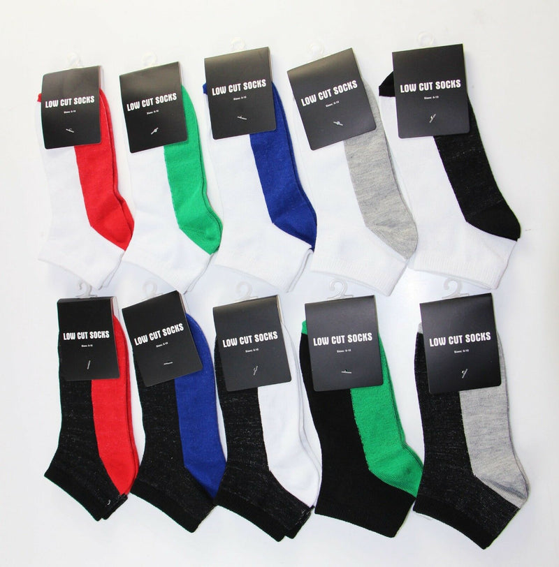 18/24/30 Pairs X Mens Womens Low Cut Ankle / Crew Sports Gym Socks 6-10 11-14