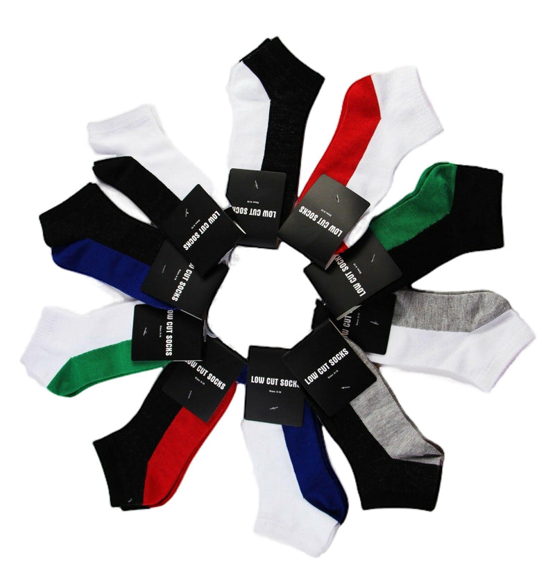 18/24/30 Pairs X Mens Womens Low Cut Ankle / Crew Sports Gym Socks 6-10 11-14