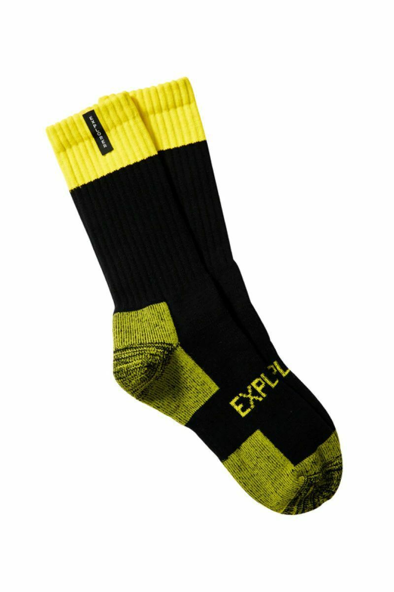 6 Pairs X Explorer Tough Work Socks Blue Fluro Yellow Cotton Comfortable Crew