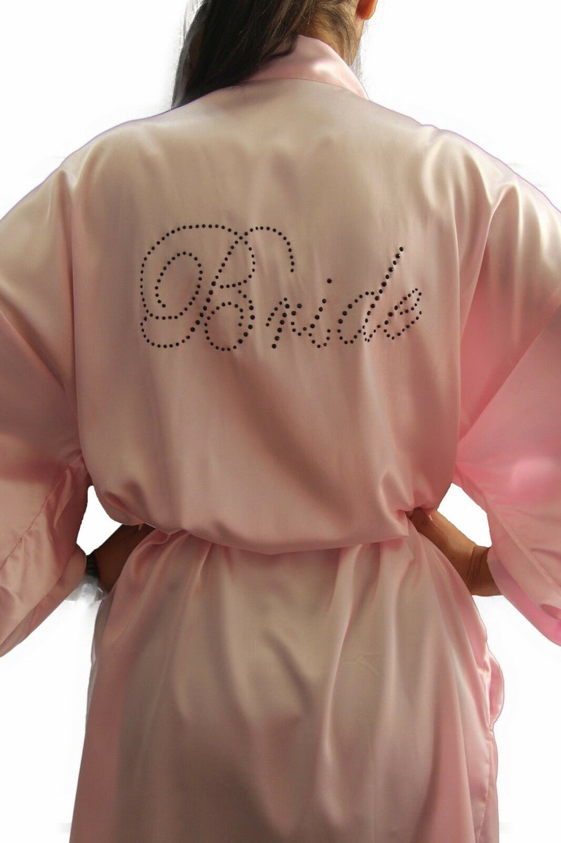 Bride To Be Bridesmaid Gown Robe Satin Dressing Silk Diamante Kimono Bridal