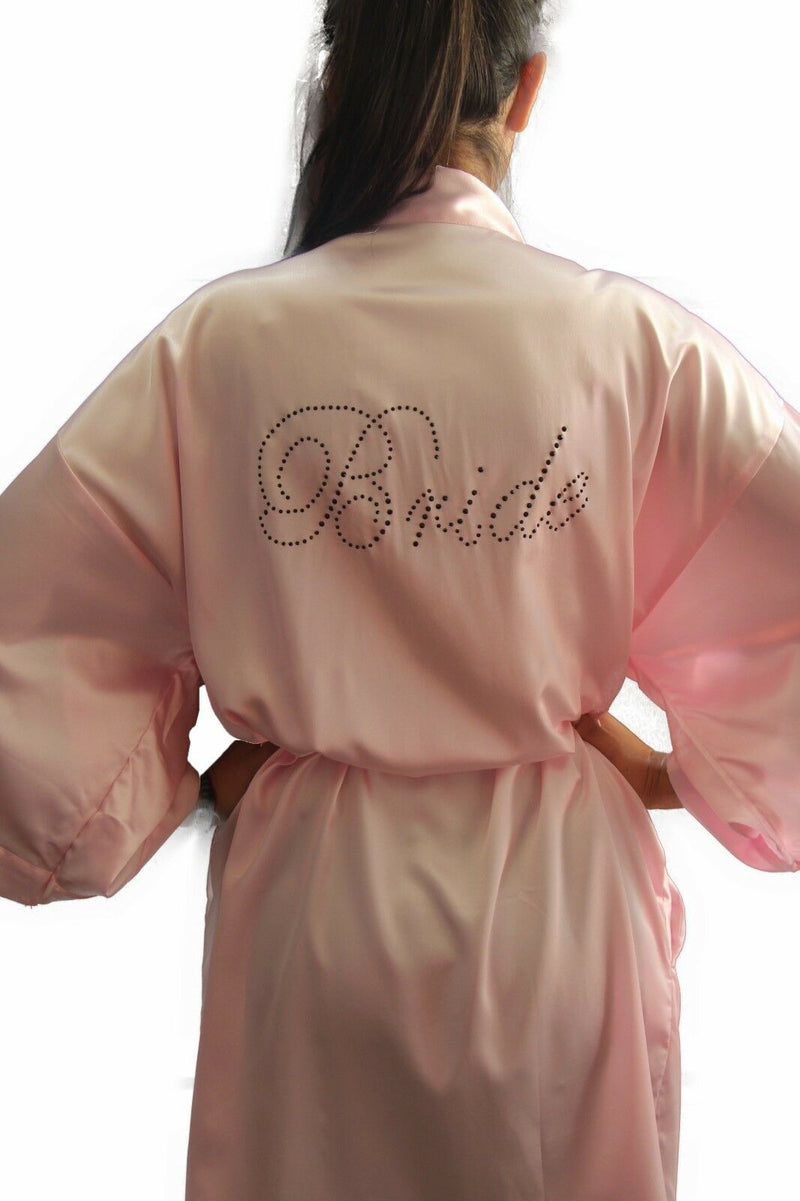 Bride To Be Bridesmaid Gown Robe Satin Dressing Silk Diamante Kimono Bridal