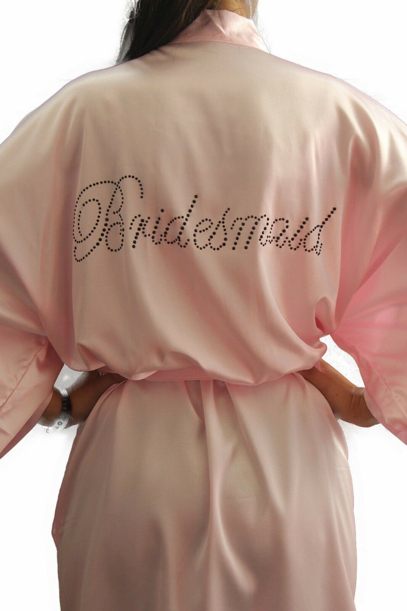 Bride To Be Bridesmaid Gown Robe Satin Dressing Silk Diamante Kimono Bridal