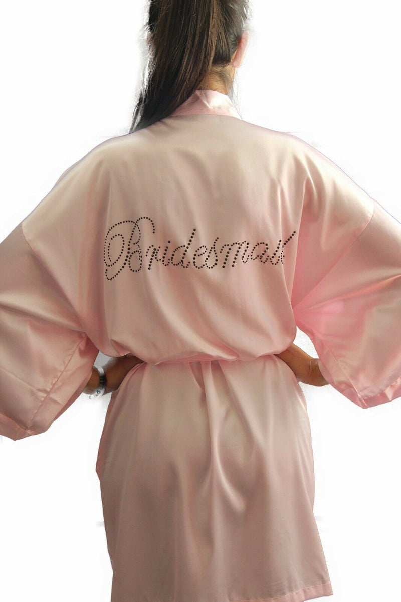 Bride To Be Bridesmaid Gown Robe Satin Dressing Silk Diamante Kimono Bridal