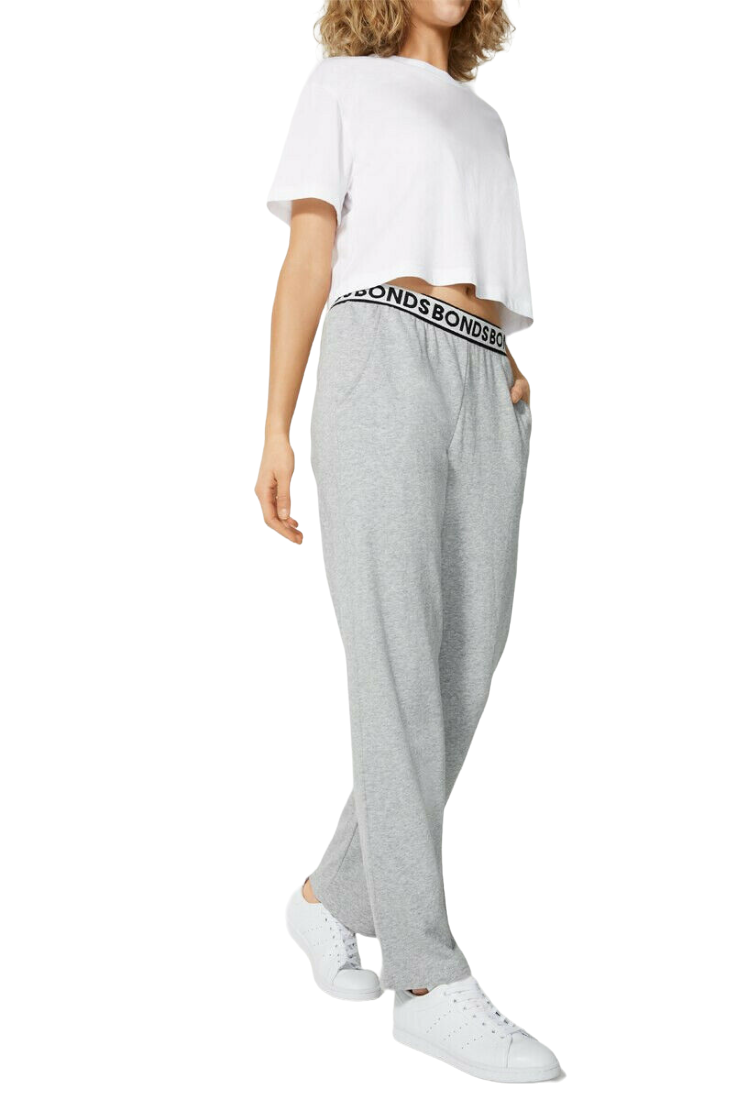Bonds Womens Essential Terry Straight Trackies Tracksuit Track Pants Black Grey