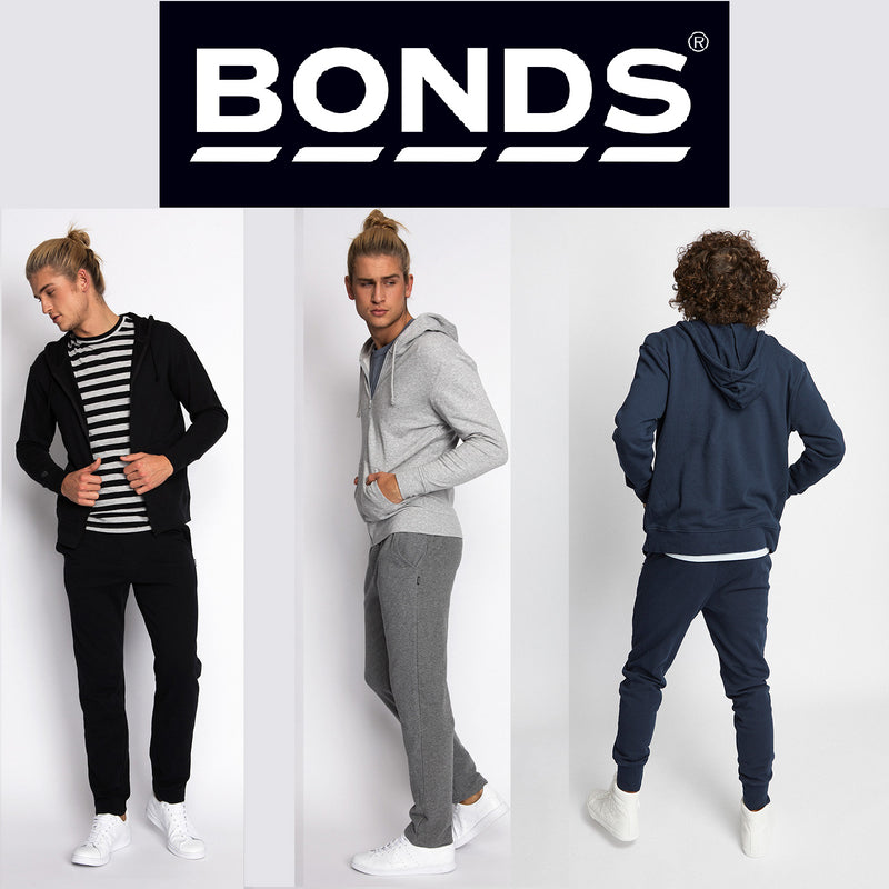 Bonds Mens Essential Zip Hoodie - Jacket Trackie Track Suit Zip Up Black Grey