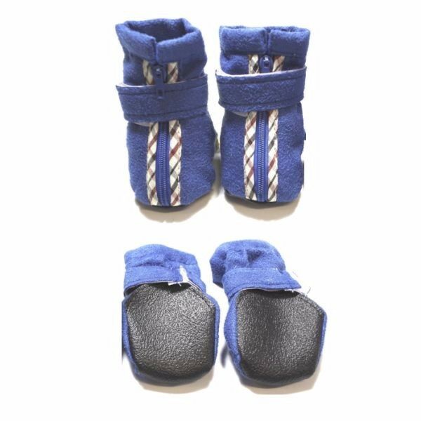 Dog Suede Boots Shoes Booties Soft Paw Protection Socks Blue