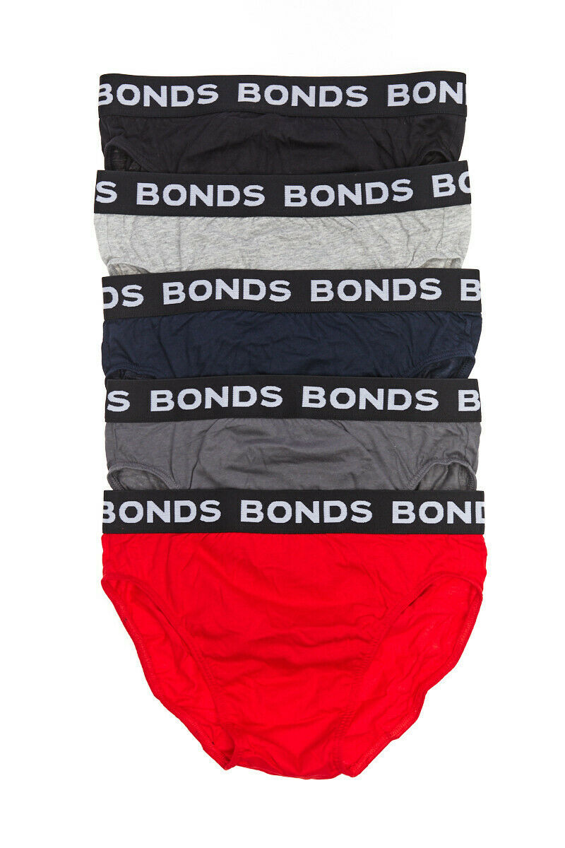 Bonds Mens 5 Pairs Hipster Cotton Underwear Mens Briefs Pairs Black S M L Xl Xxl