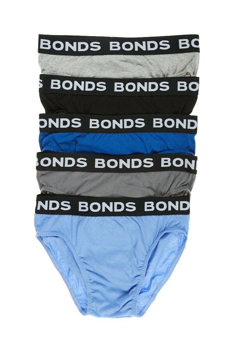 5 Pack Mens Bonds Hipster Briefs Underwear Pack with Blue