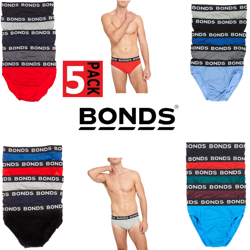 Mens Bonds 5 Pairs Hipster Brief Underwear Mens Briefs Size + Tracking