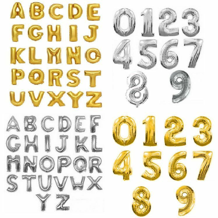 Gold & Silver 32" 80cm Letter Number Foil Helium Balloons Balloon Party Decorate