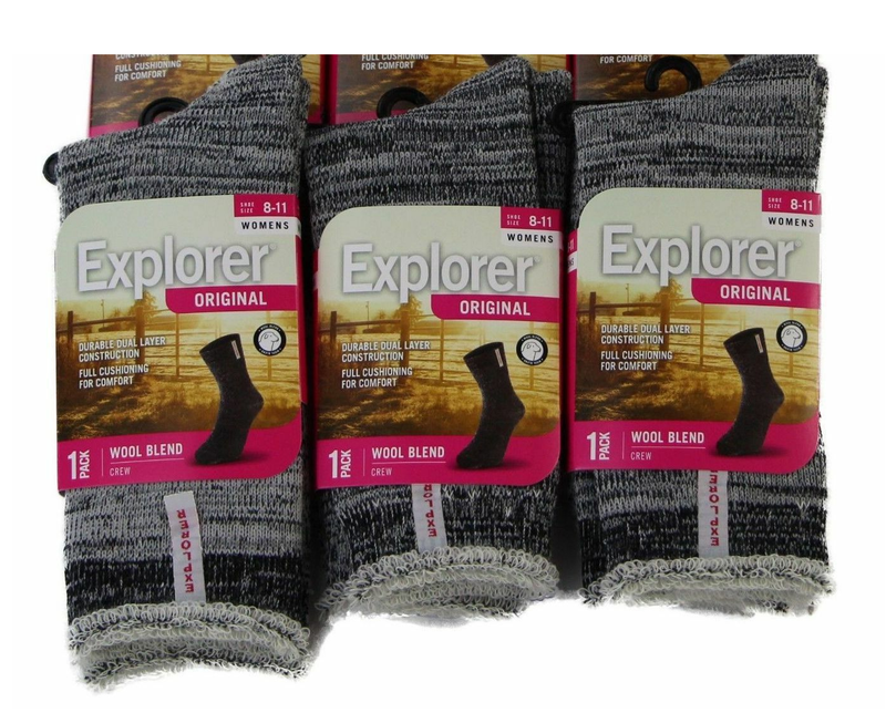 1 Or 3 Pairs X Explorer Original Womens Wool Blend Crew Camping Tough Socks
