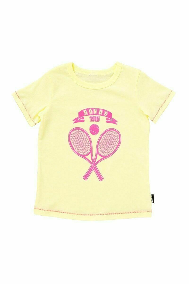 Baby Bonds Yellow Pink Tennis Themed Short Sleeve Tee Cotton Blend Toddler Shirt
