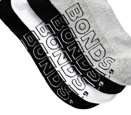 4 Pack Mens Bonds Logo Light Quarter Crew Socks Multi