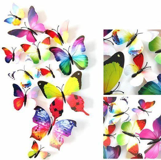 3D Butterfly Wall Stickers: Removable Decals Kids Nursery Wedding Decor Art