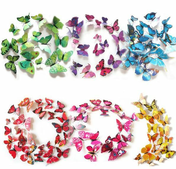 3D Butterfly Wall Stickers: Removable Decals Kids Nursery Wedding Decor Art