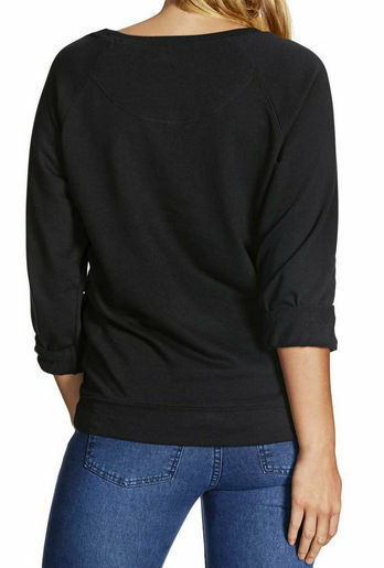 Bonds Womens Ladies Black Long Sleeve Sloppy Joe Jumper Sweater Pullover Blouse