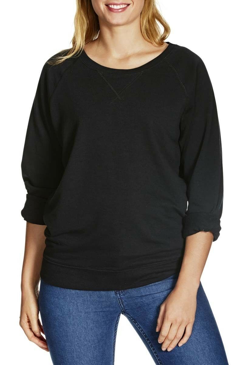 Bonds Womens Ladies Black Long Sleeve Sloppy Joe Jumper Sweater Pullover Blouse