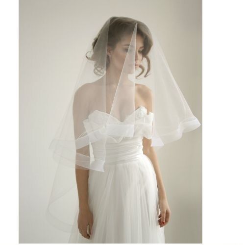 Wedding Veil Bride 2 Layer With Comb & Blusher Drop Bride Church White Ivory