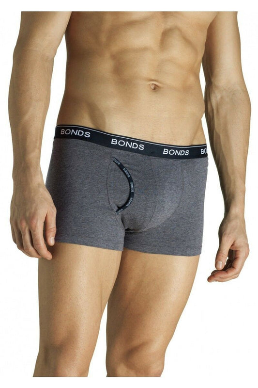 Mens Bonds Guyfront Trunks Underwear Grey/Black