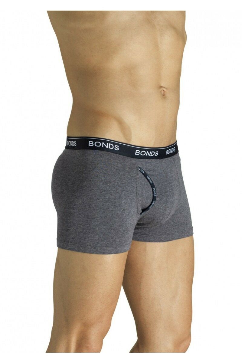 Mens Bonds Guyfront Trunks Underwear Grey/Black