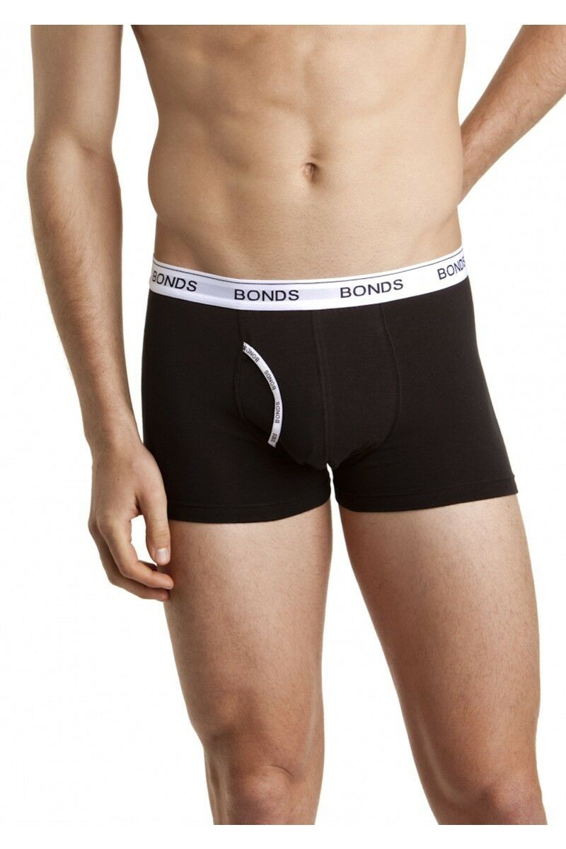 Mens Bonds Guyfront Trunks Underwear Black/White