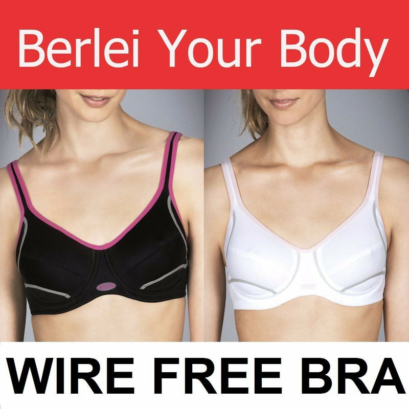 Berlei Electrify Wire Free Wireless No Underwire Sports Bra White Black Gym