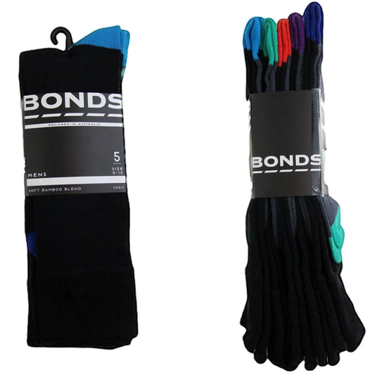 5 Pack Mens Bonds Business Bamboo Crew Socks Black