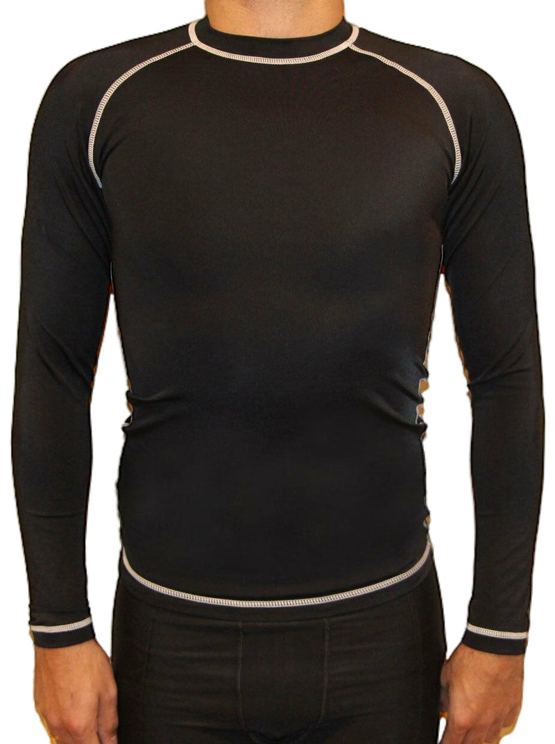 Mens Black Compression Long Sleeve Gym Sports Training Running Muscle Tee Top