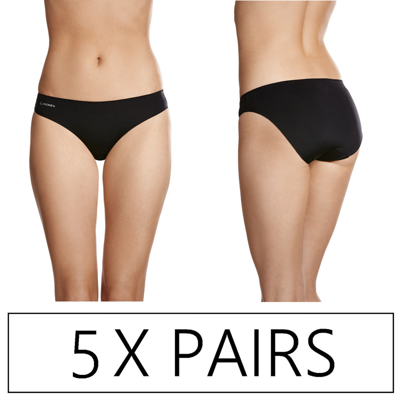 5 x Jockey No Panty Line Promise Tactel Bikini - Black Underwear Undies Briefs