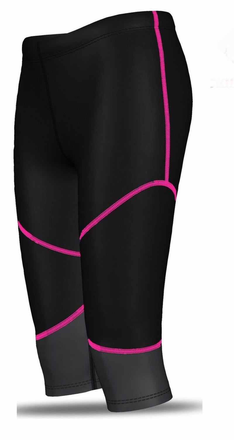 Ladies Womens Black Pink Grey 3/4 Compression Leggings Gym Pants Running Skins