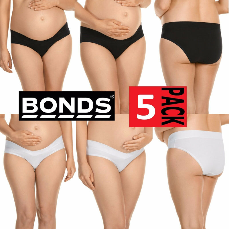 5 x Bonds Maternity Underwear Womens Panties Bikini Pregnant Baby Black White