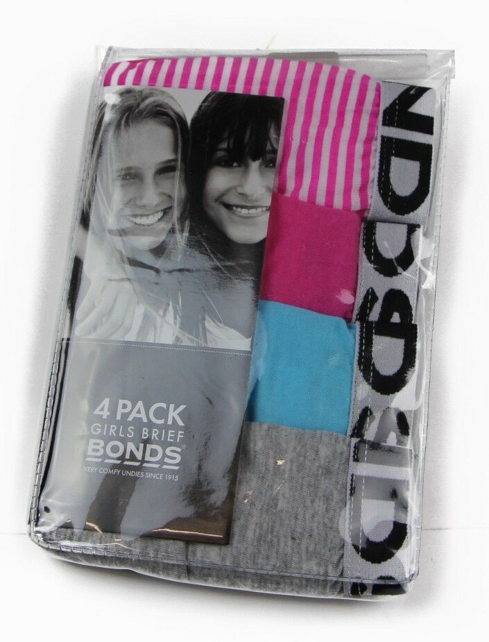 4 Pack Kids Girls Bonds Assorted Briefs Underwear Multicoloured