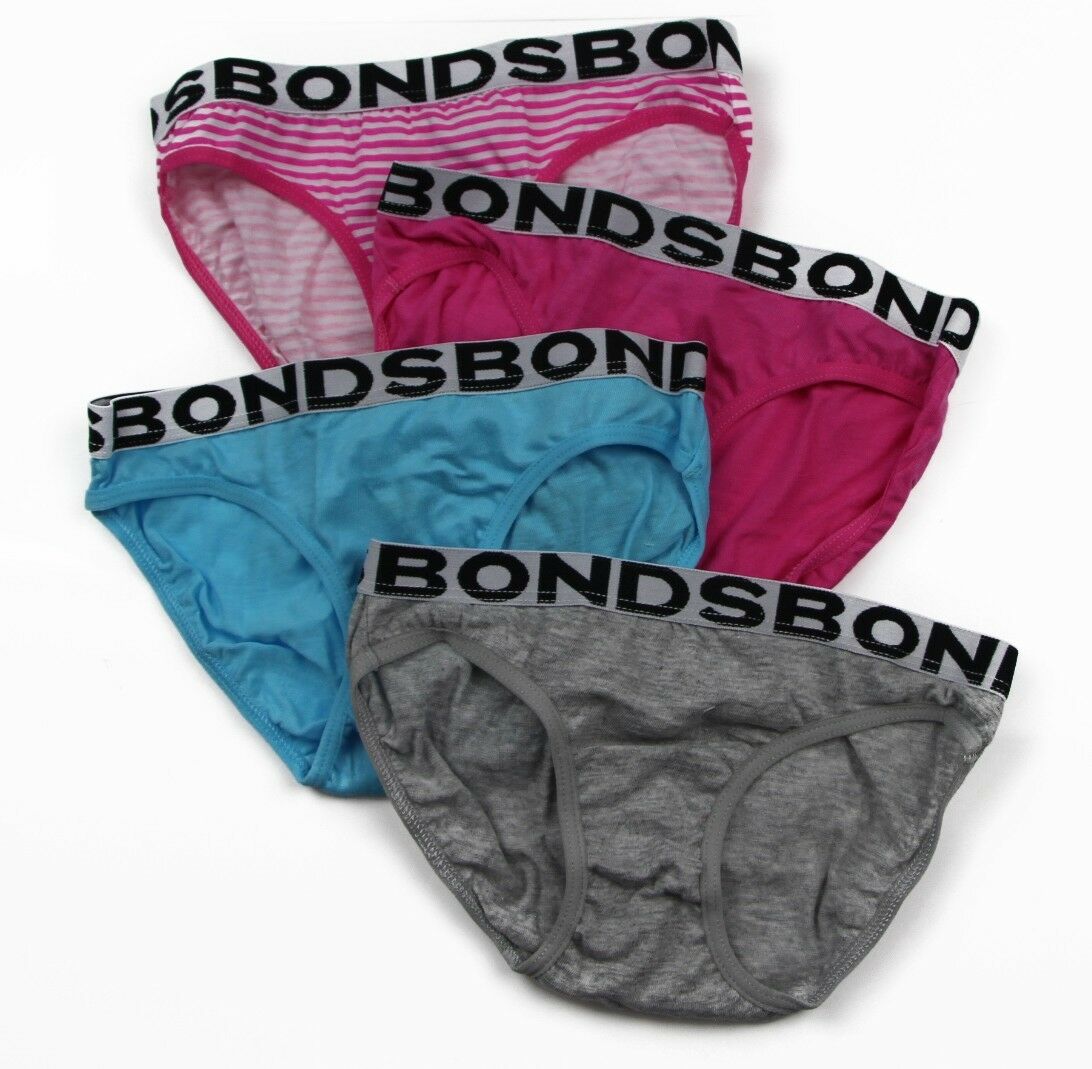 4 Pack Kids Girls Bonds Assorted Briefs Underwear Multicoloured