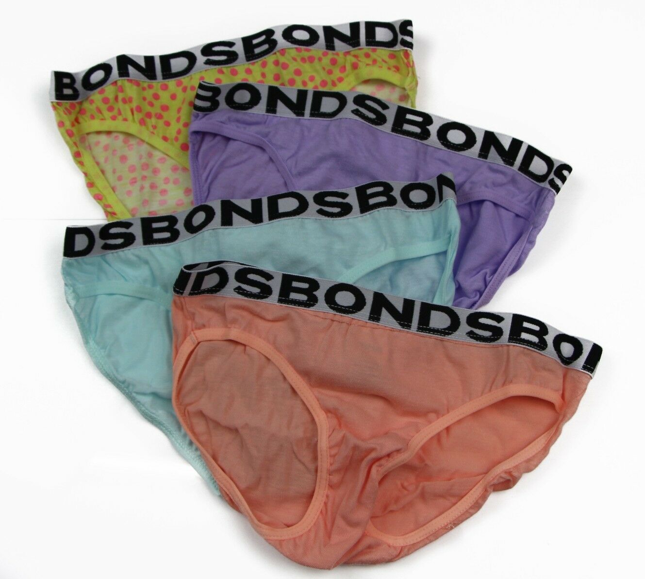 4 Pack Kids Girls Bonds Assorted Briefs Underwear Multicoloured