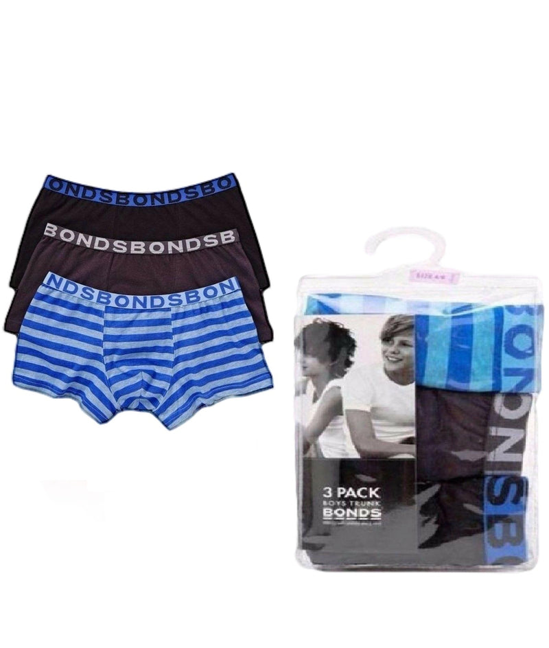 Boys Bonds Underwear 3 Pairs Trunks Trunk Boyleg Blue Black Grey Shorts