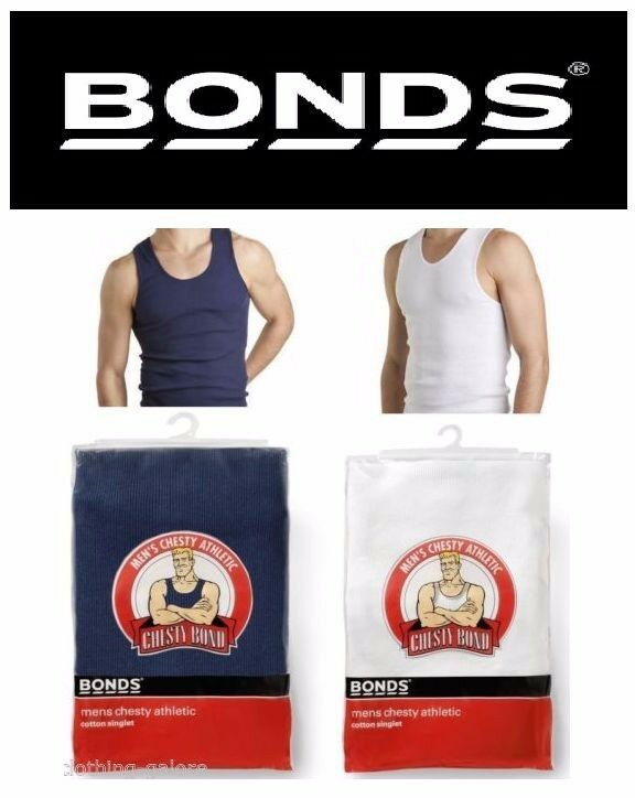 Bonds 3 Pack White Navy Black Chesty Cotton Singlets Underwear Mens Singlet