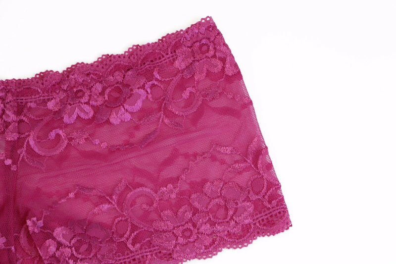 Womens Sexy "Plus Size" Lace Boyleg Underwear Panties Hot Pink Lingerie