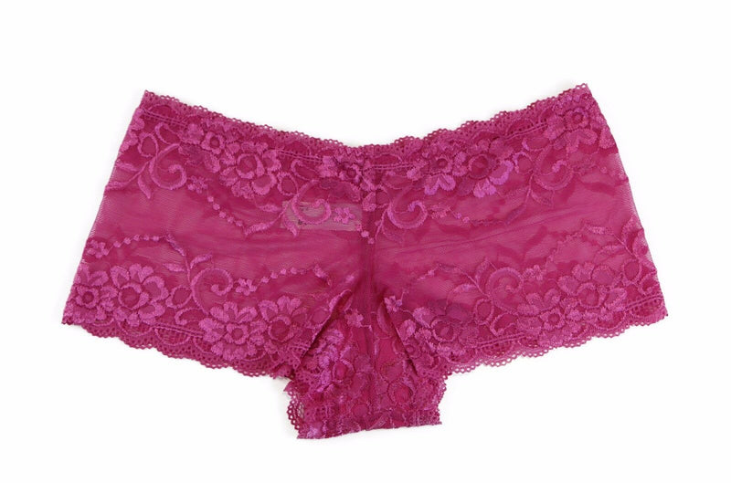 Womens Sexy "Plus Size" Lace Boyleg Underwear Panties Hot Pink Lingerie