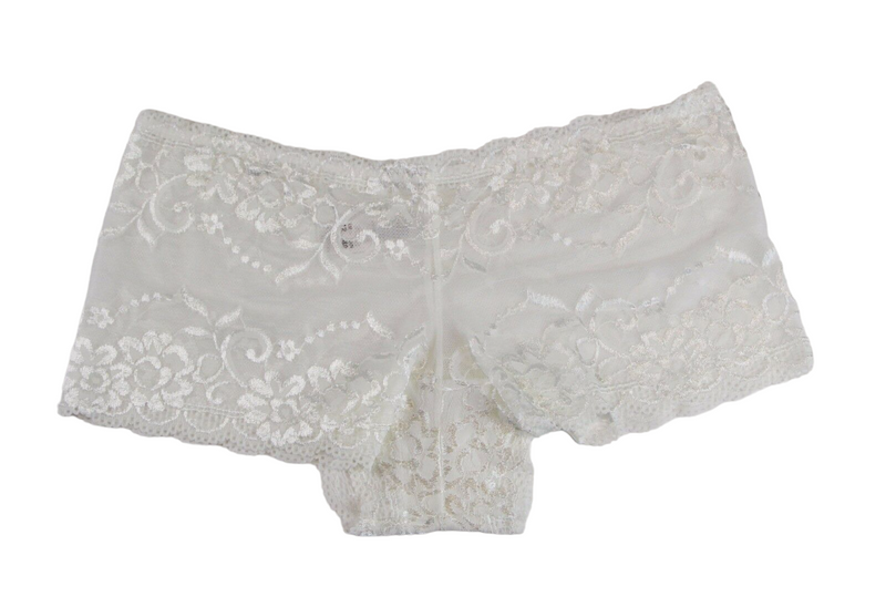 Womens Sexy "Plus Size" Lace Shorts Boyleg Underwear Panties White Lingerie