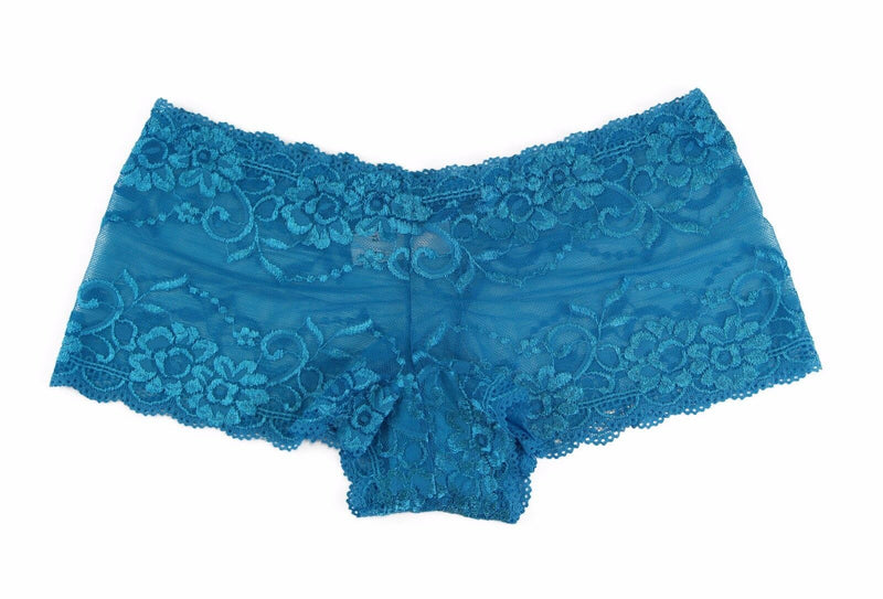 Womens Sexy "Plus Size" Lace Boyleg Underwear Panties Blue Lingerie