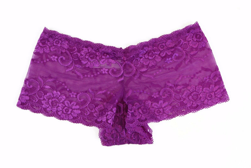 Womens Sexy "Plus Size" Lace Boyleg Underwear Panties Purple Lingerie