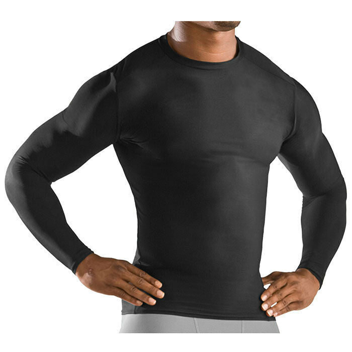Mens Black Long Sleeve Compression Top Athlete Training Activewear Gym