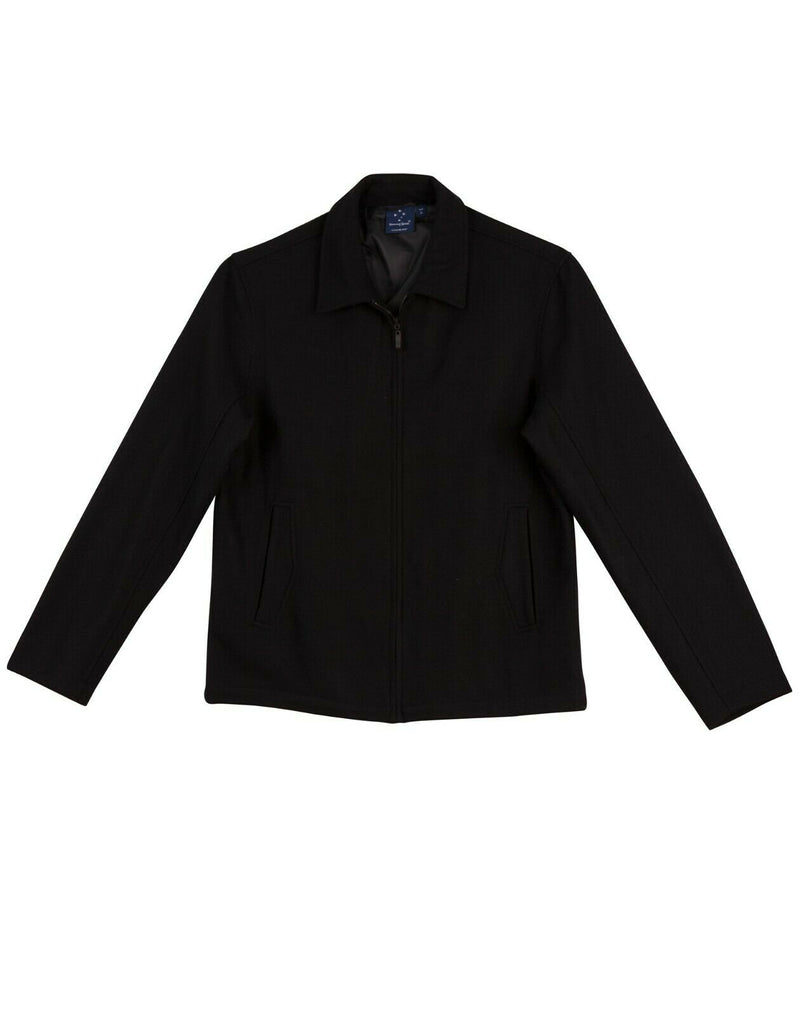 New Mens Flinders Wool Blend Corporate Jacket Zip Office Work Warm Coat Black
