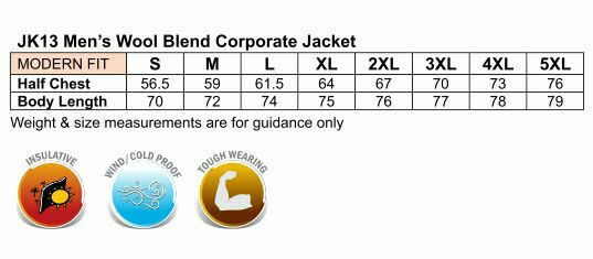 New Mens Flinders Wool Blend Corporate Jacket Zip Office Work Warm Coat Black