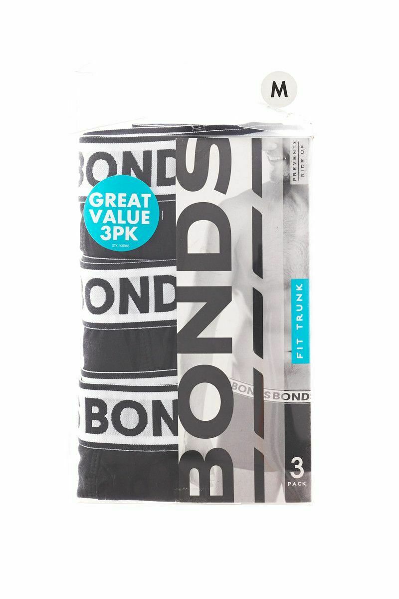 6 x Bonds Fit Trunks Mens Black Briefs Boxers Underwear