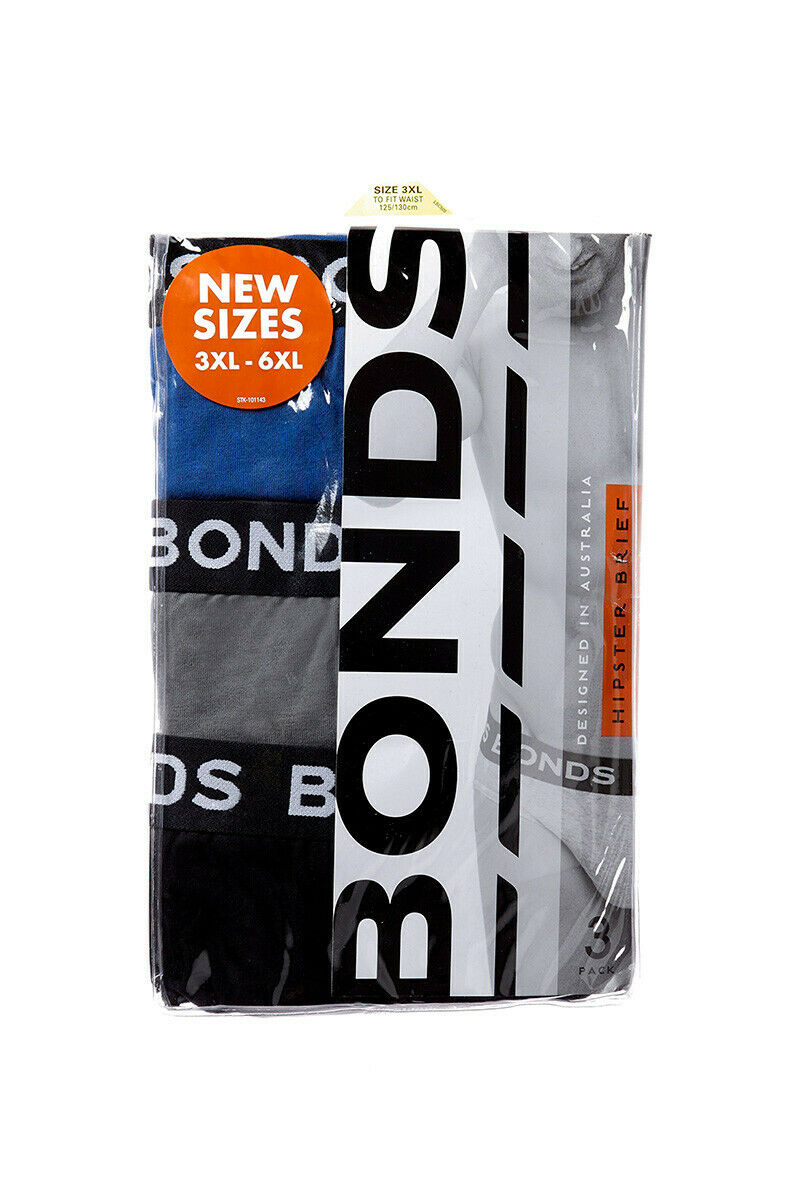 3 x Bonds Mens Hipster Briefs - Plus Size Underwear 3Xl 4Xl 5Xl 6Xl