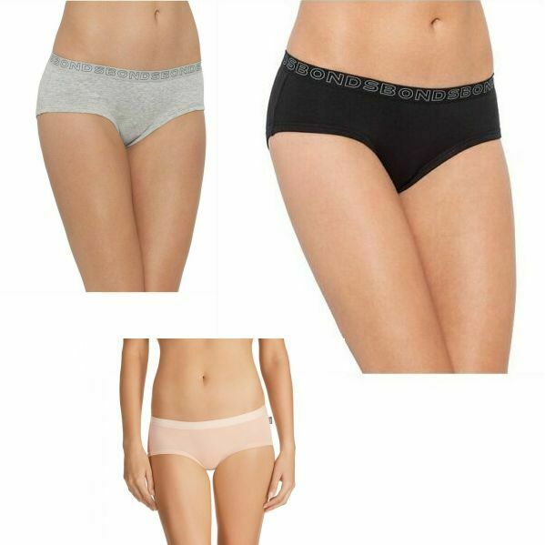 3 x Bonds Hipster Boyleg Underwear Black Grey Blush Nude Undies Womens Panties