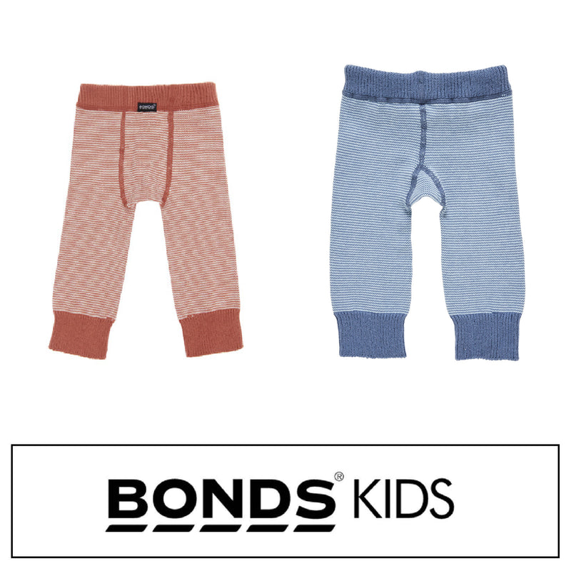 3 x Bonds Baby Cotton Leggings Stripe Knit Crawling Crawler